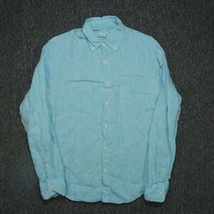 Alex Crane Shirt Mens‎ Small Blue Linen Lightweight Long Sleeve